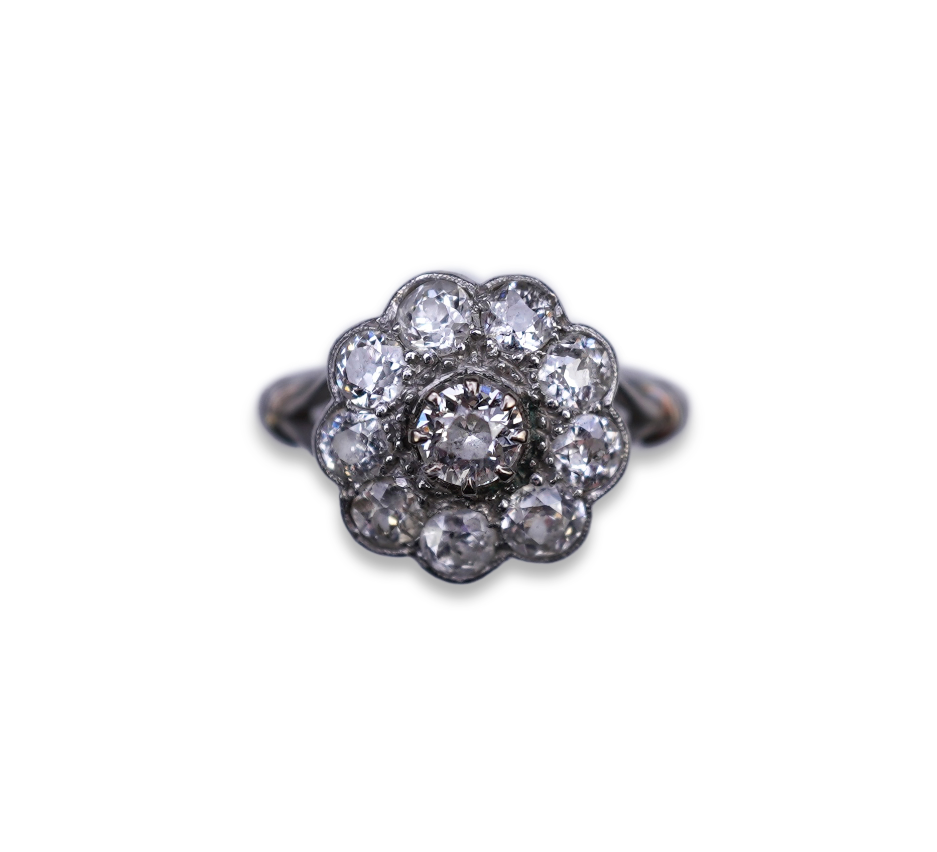 A diamond cluster ring, early 20th century